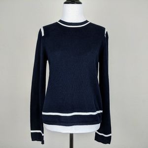 Marie Mullin Collection Sweater Stripe Crew Neck Classic Preppy Academia Neutral